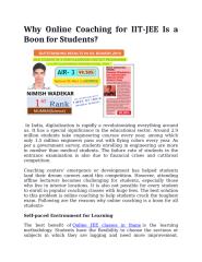 Why Online Coaching for IIT-JEE Is a Boon for Students.doc