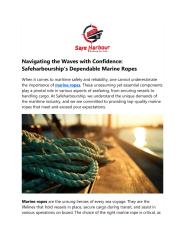 Navigating the Waves with Confidence Safeharbourship's Dependable Marine Ropes.pdf